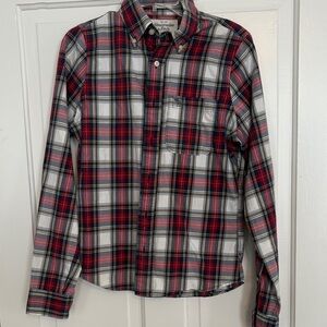 Abercrombie & Fitch Men's Red and White Plaid‎ Shirt